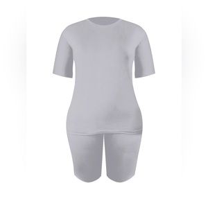 LW BASICS Plus Size Round Neck Shorts Set